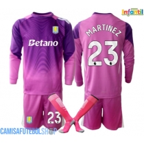 Camisa de time de futebol Aston Villa Emiliano Martinez #23 Goleiro Replicas 3º Equipamento Infantil 2025-26 Manga Comprida (+ Calças curtas)
